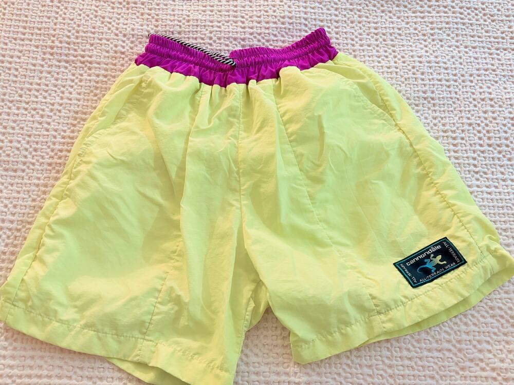 90s Cannondale Kids Neon Gecko Shorts Retro Gorpcore All-Terrain L